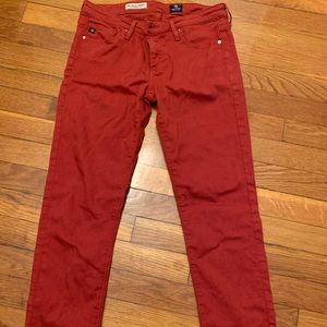 AG Slim straight leg red jeans
